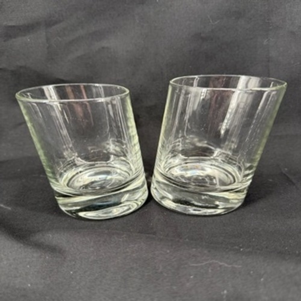 Set of 2 Slanted Tilted Clear Glass Whiskey Rocks Glasses Weighted Base